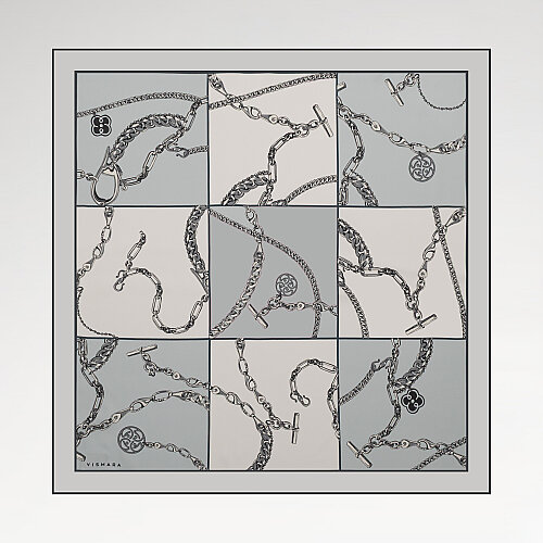 Blue Vismara Chain Pattern Silk Square Scarf