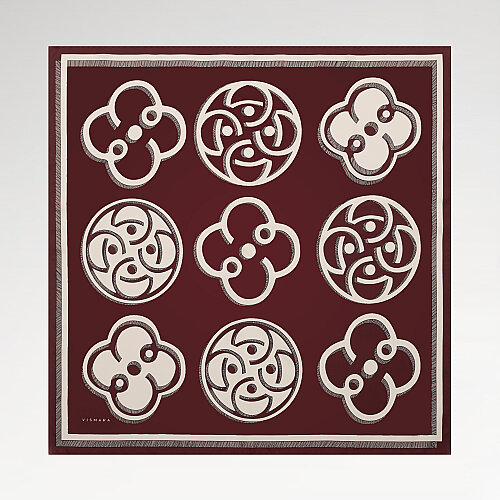 Bordo Vismara Monogram Desenli Twill İpek Eşarp - Vismara