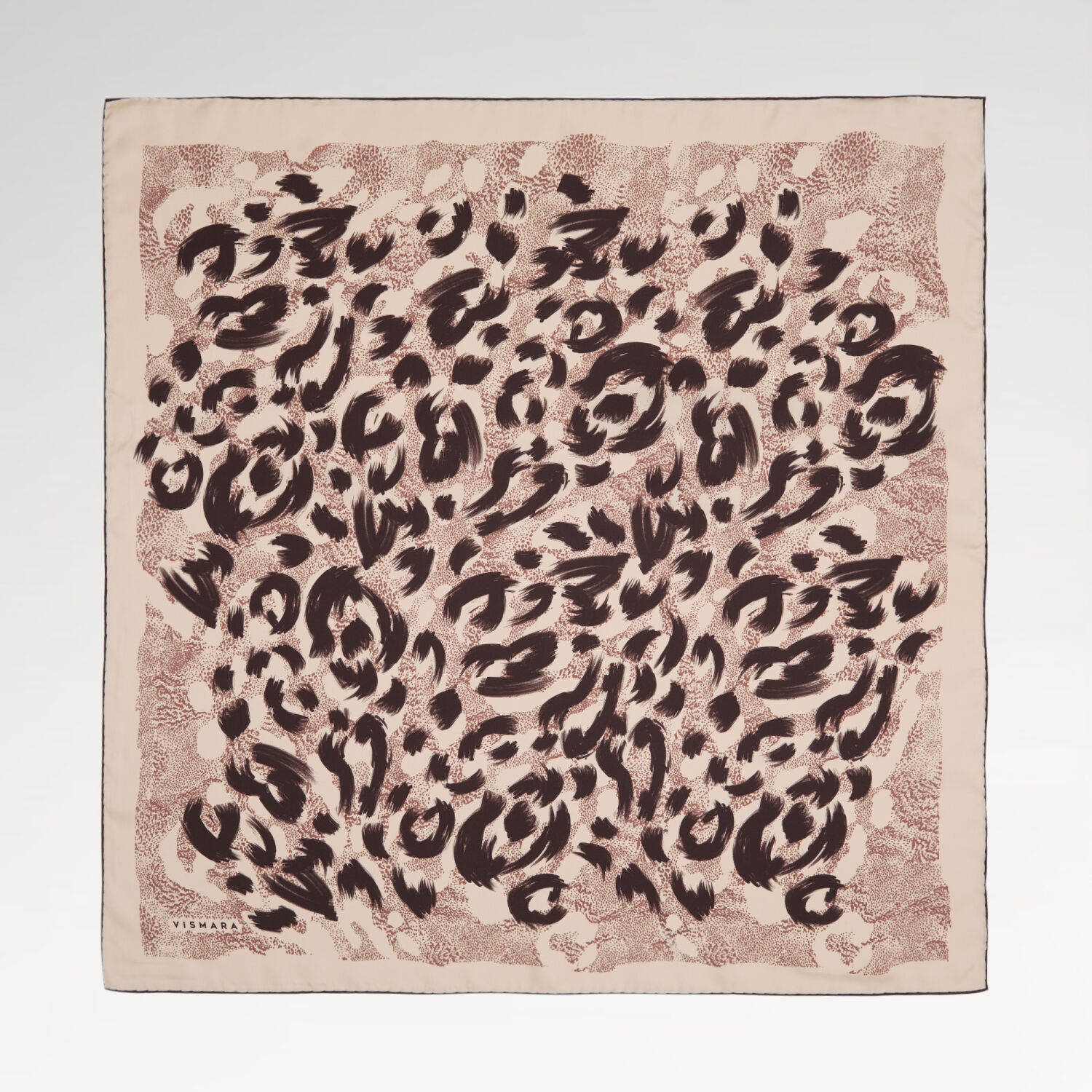 Brown Leopard Patterned Twill Silk Square Scarf - 1