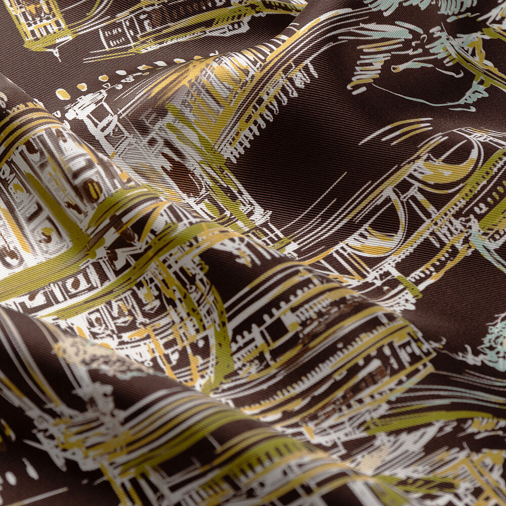 Brown Roma Eterna Patterned Silk Square Scarf - 2