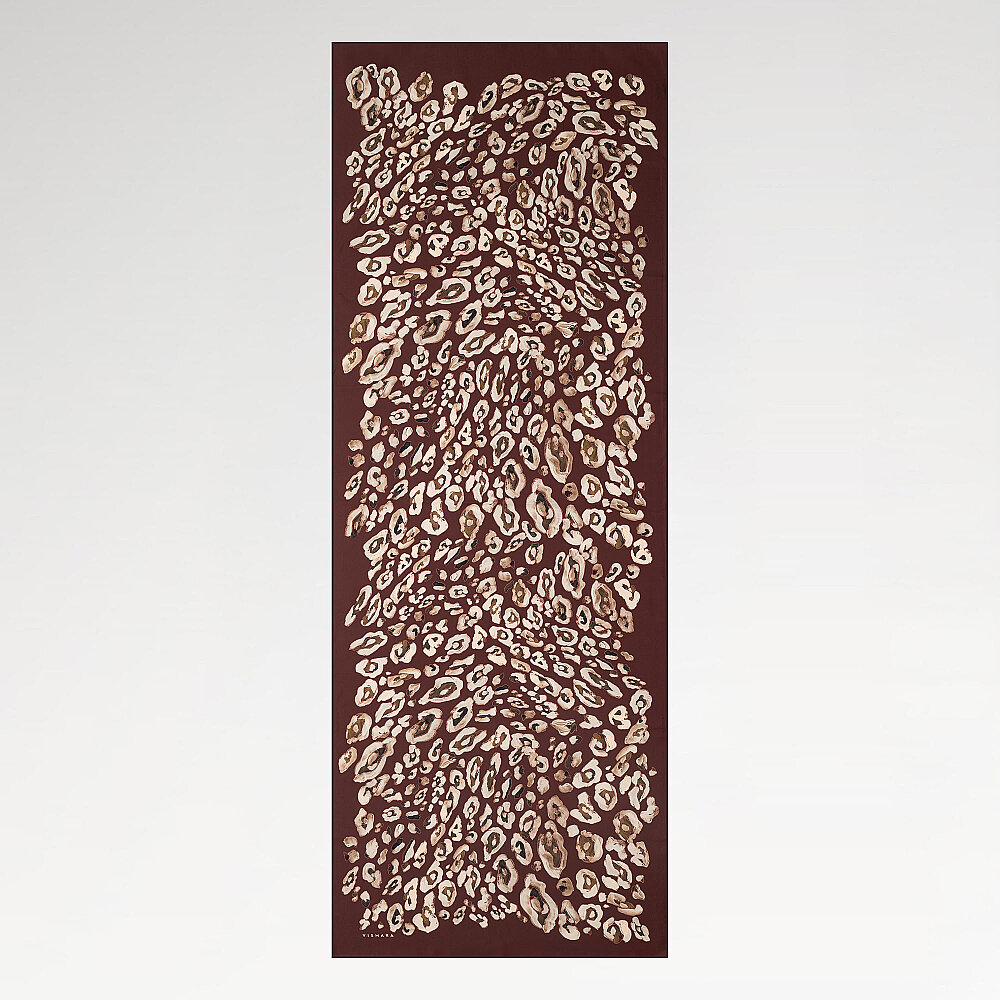 Burgundy Classic Panther Pattern Silk Scarf - 2