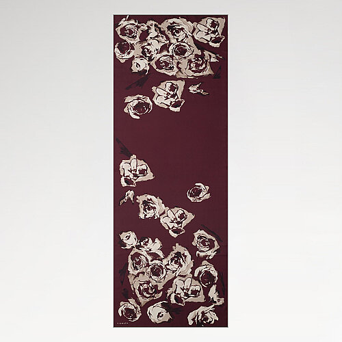Burgundy Oil Painting Rose Patterned Silk Scarf - Vismara