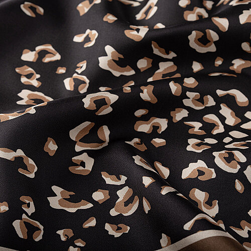Coffee Abstract Leopard Print Silk Scarf - Vismara