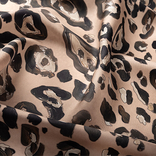 Coffee Classic Panther Pattern Silk Scarf - Vismara