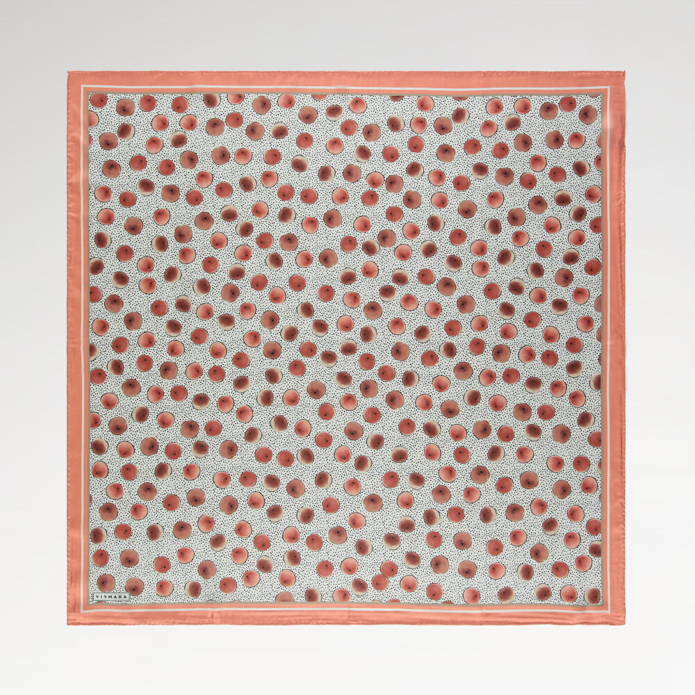 Coral Artistic Dot Pattern Twill Silk Square Scarf