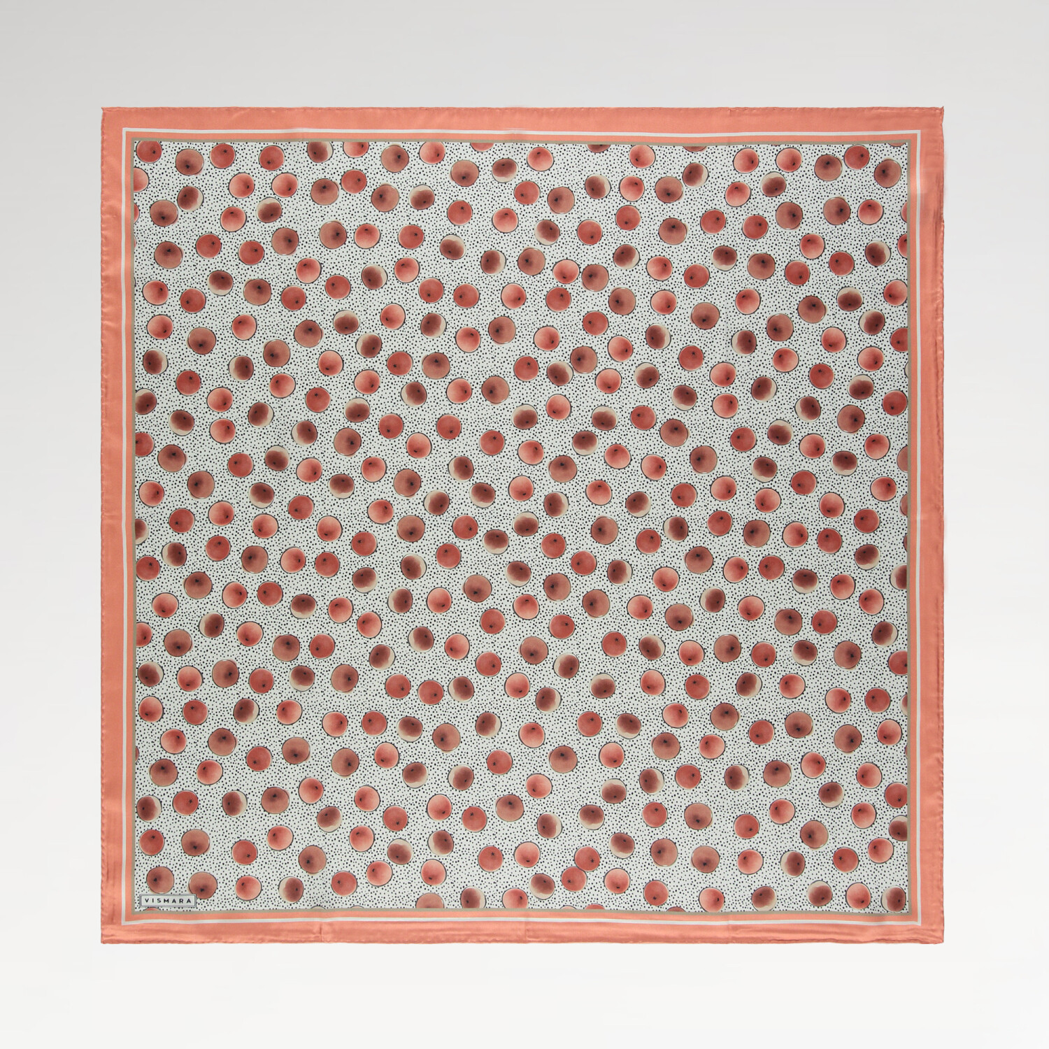 Coral Artistic Dot Pattern Twill Silk Square Scarf - 1