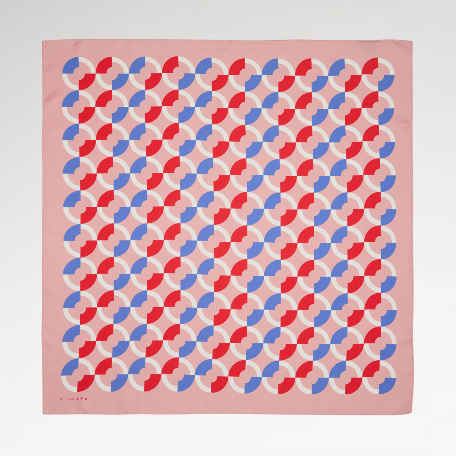 Coral Circle Patterned Twill Silk Square Scarf - 1
