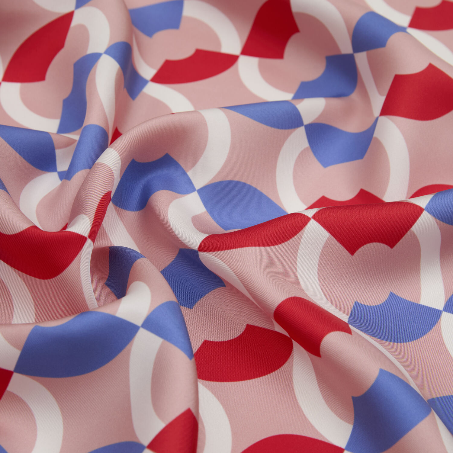 Coral Circle Patterned Twill Silk Square Scarf - 2
