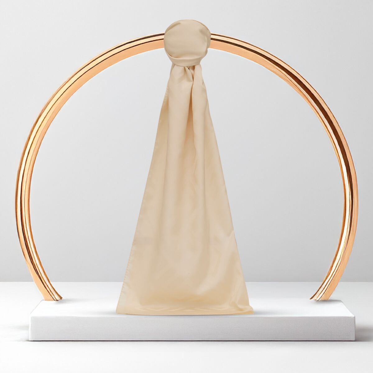Cream G Pattern Jacquard Wool Silk Scarf - 1