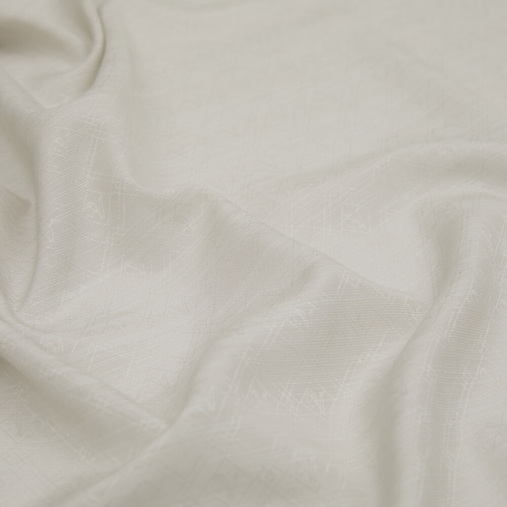 Cream Monogram Pattern V Jacquard Cotton Silk Scarf - Vismara