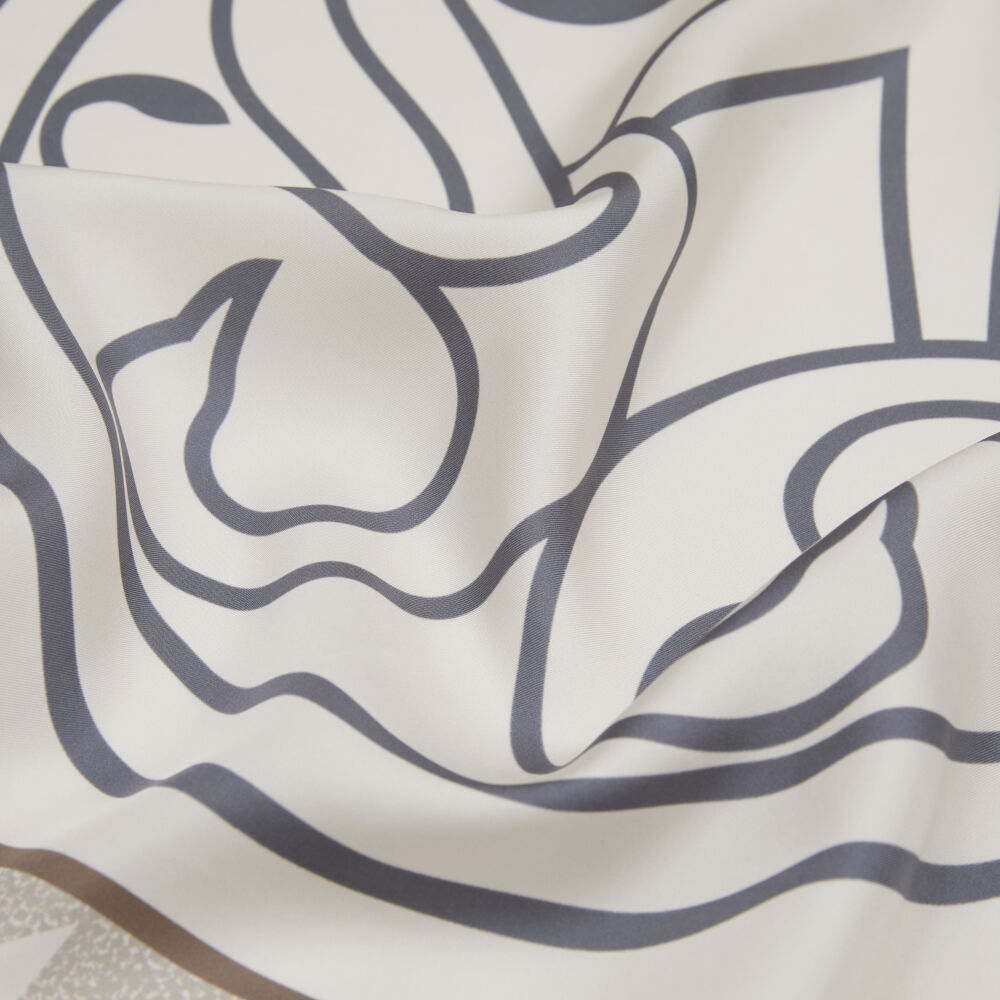 Cream Vismara Swan Pattern Twill Silk Square Scarf - Vismara