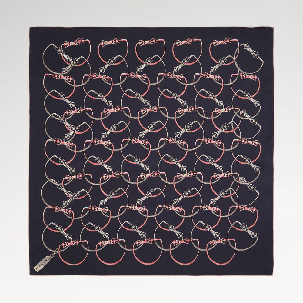 Dark Mink Chain Pattern Twill Silk Square Scarf