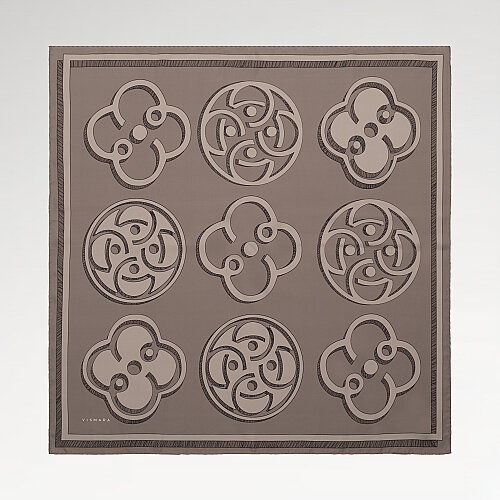 Dark Mink Vismara Monogram Patterned Twill Silk Square Scarf