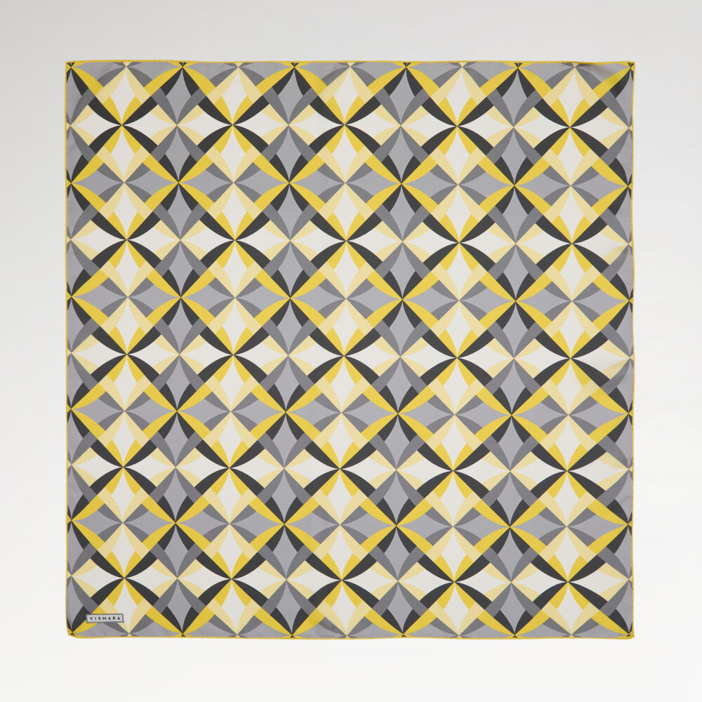 Dore Antique Mosaic Patterned Twill Silk Square Scarf