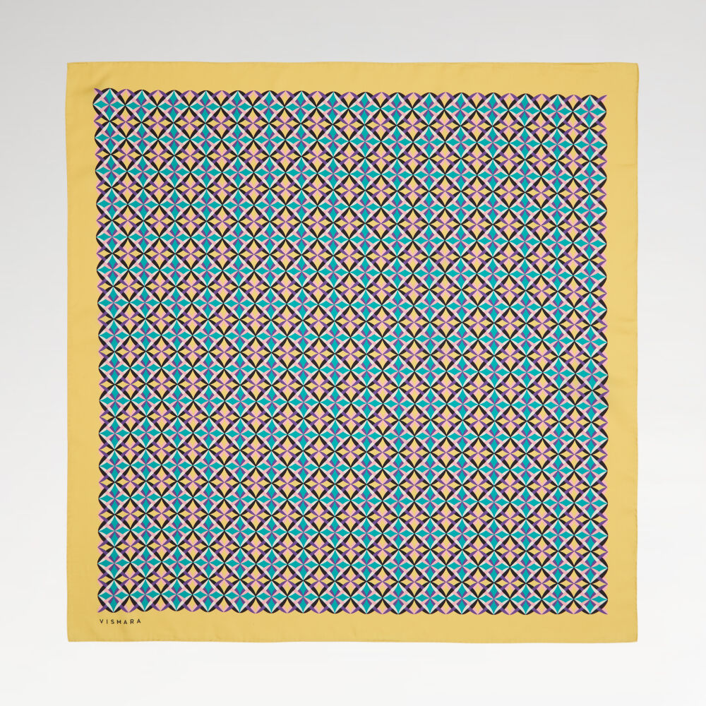 Dore Diamond Line Retro Desen Twill İpek Eşarp