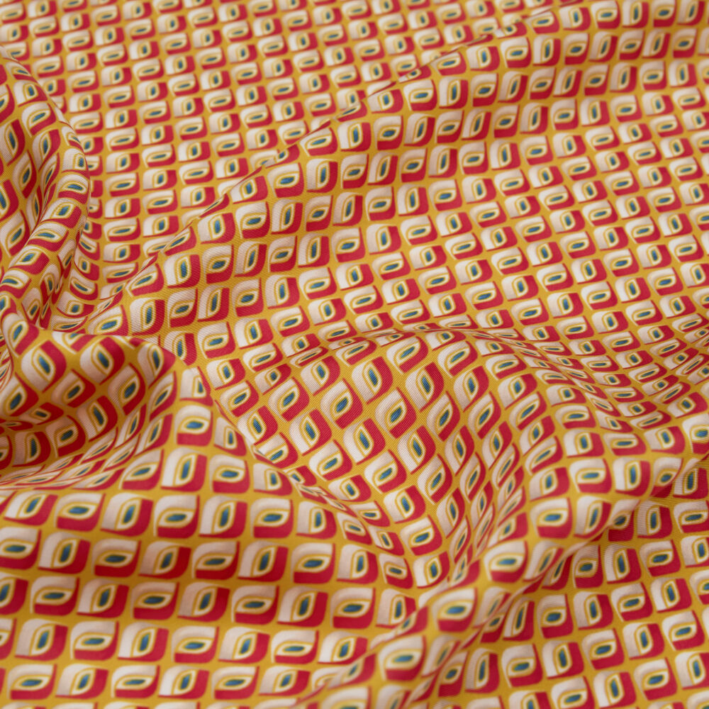 Dore Prism Retro Patterned Twill Silk Square Scarf - Vismara