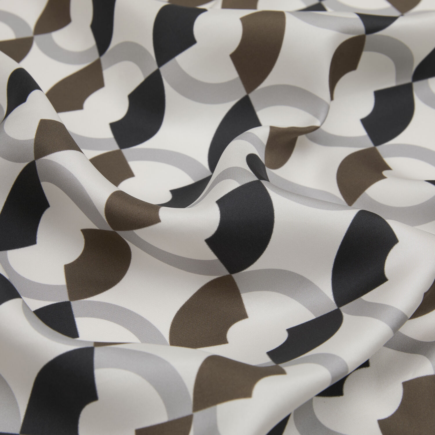 Ecru Circle Patterned Twill Silk Square Scarf - 2