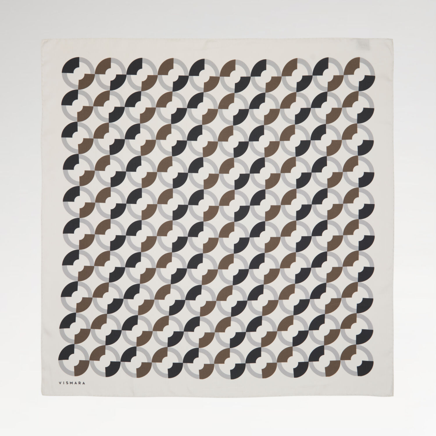Ekru Çember Desenli Twill İpek Eşarp - 1