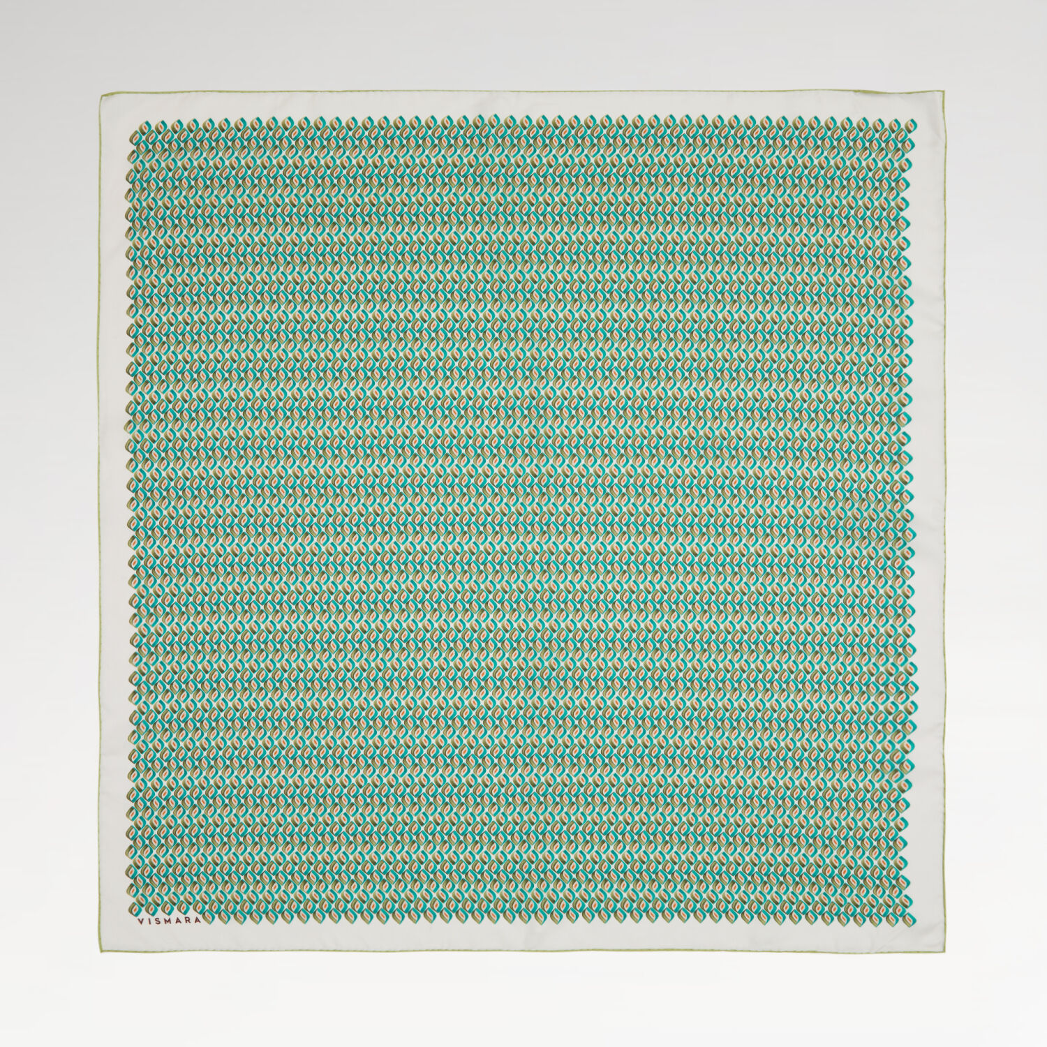 Ekru Prizma Retro Desenli Twill İpek Eşarp - 1