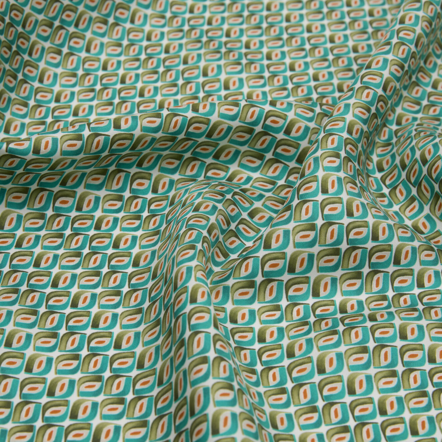 Ekru Prizma Retro Desenli Twill İpek Eşarp - 2