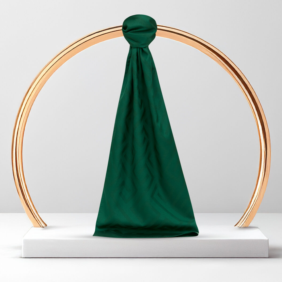 Emerald Green G Pattern Jacquard Wool Silk Scarf - 1