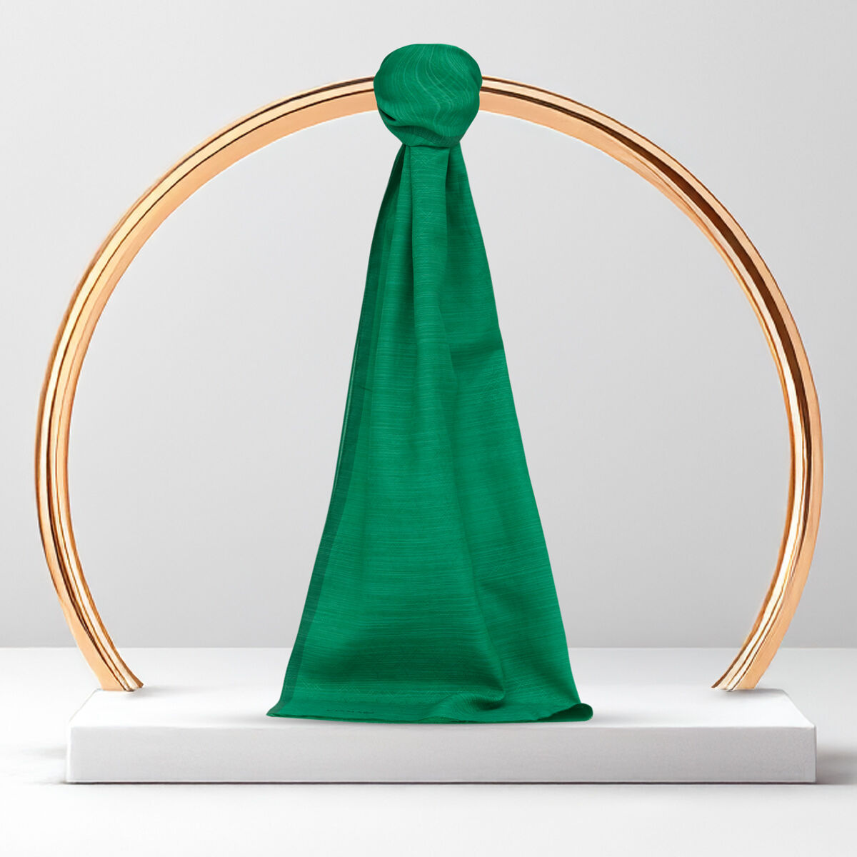 Emerald Green Monogram Pattern V Jacquard Cotton Silk Scarf - 1