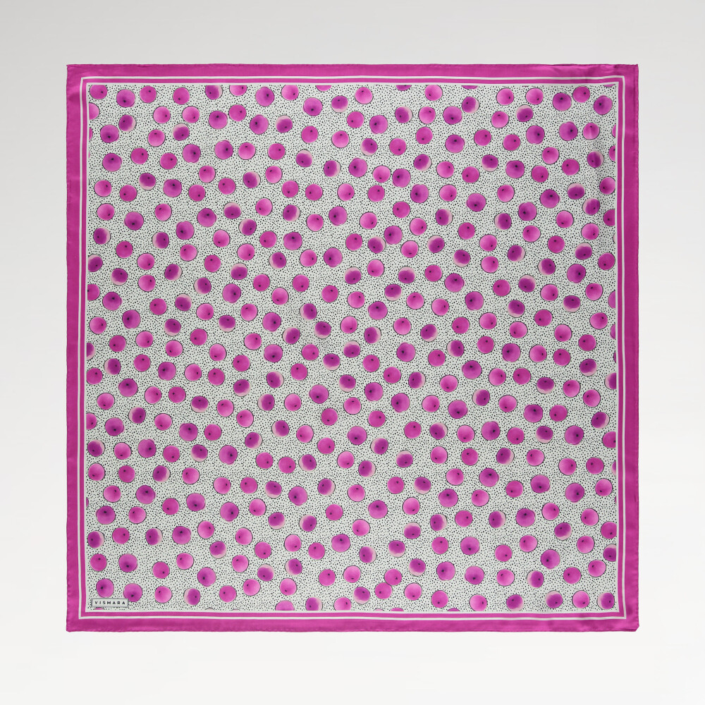 Fuchsia Artistic Dot Pattern Twill Silk Square Scarf