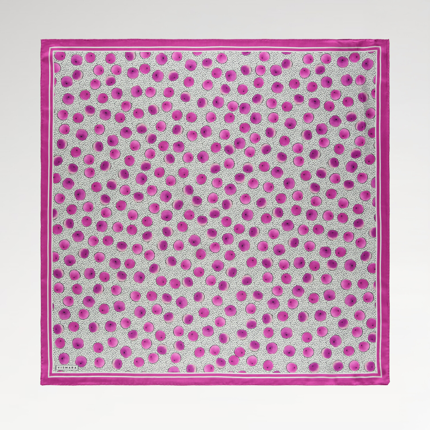 Fuchsia Artistic Dot Pattern Twill Silk Square Scarf - 1