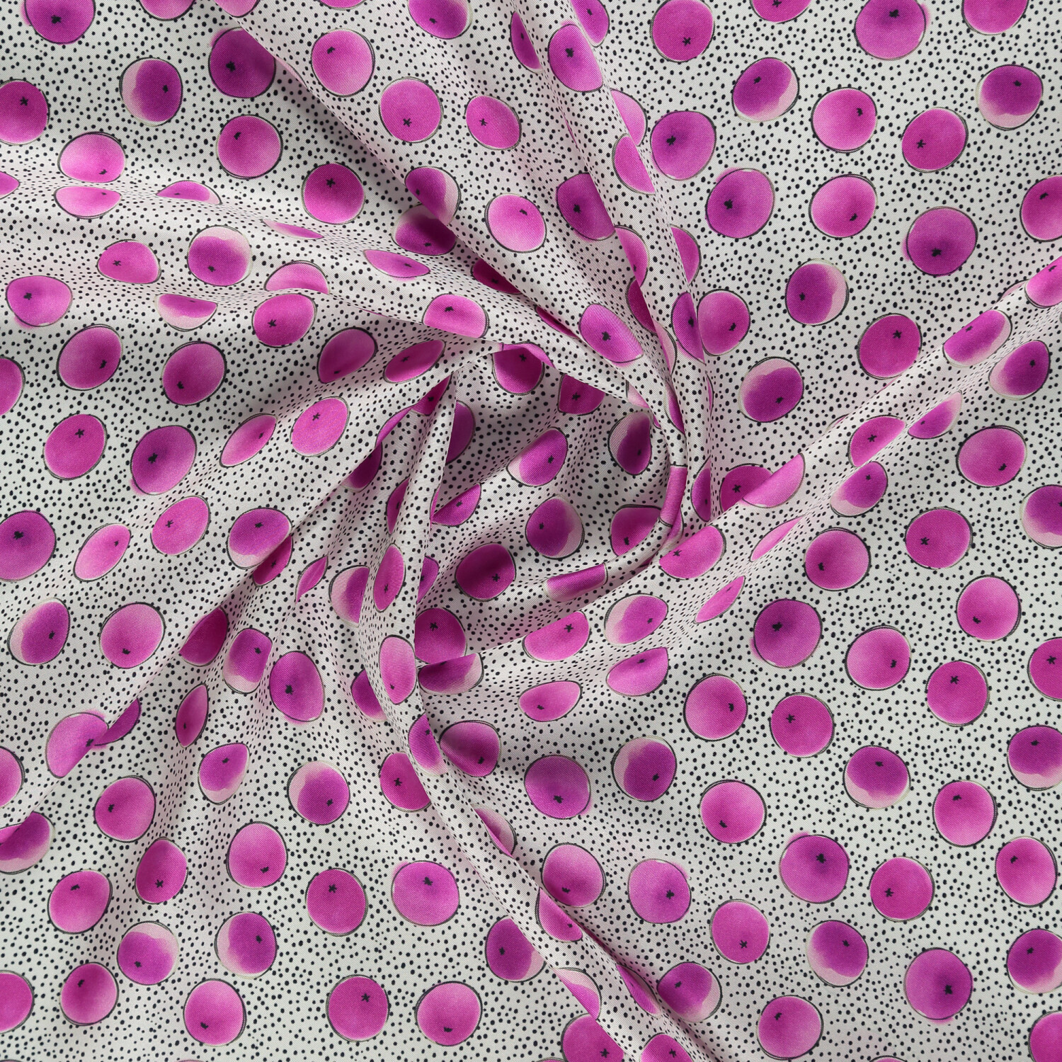 Fuchsia Artistic Dot Pattern Twill Silk Square Scarf - 2