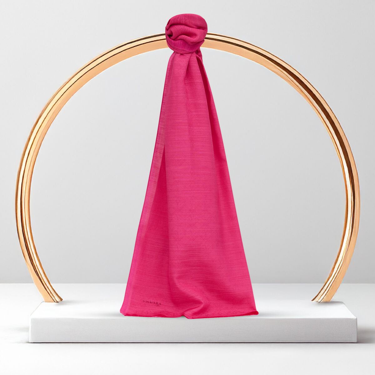 Fuchsia Monogram Pattern V Jacquard Cotton Silk Scarf - 1