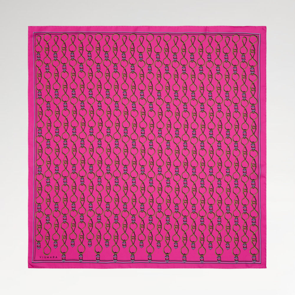 Fuchsia Vector Chain Pattern Twill Silk Square Scarf