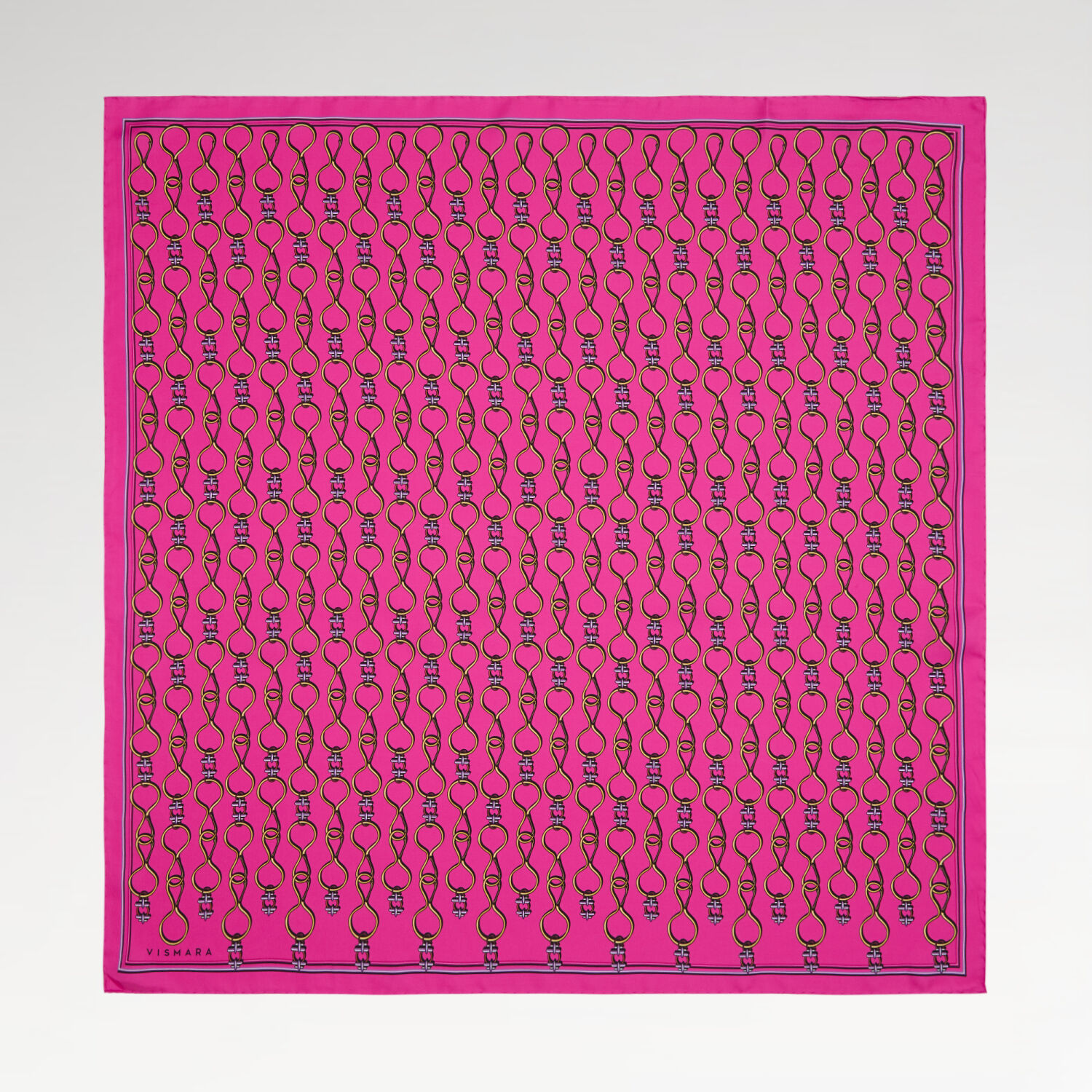 Fuchsia Vector Chain Pattern Twill Silk Square Scarf - 1