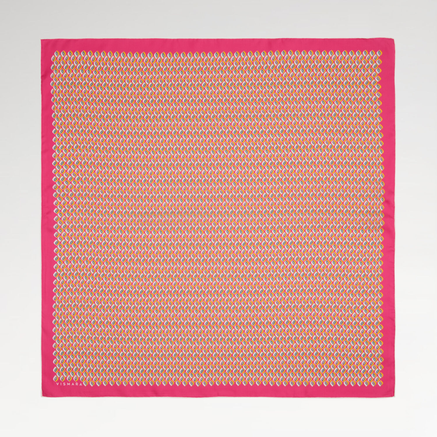 Fuşya Prizma Retro Desenli Twill İpek Eşarp - 1