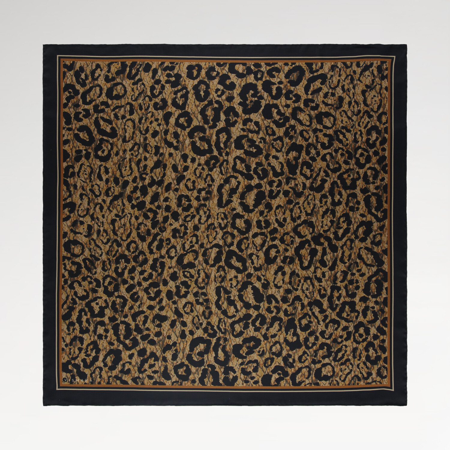 Gold Bulutsu Leopar Desen Twill İpek Eşarp - 1