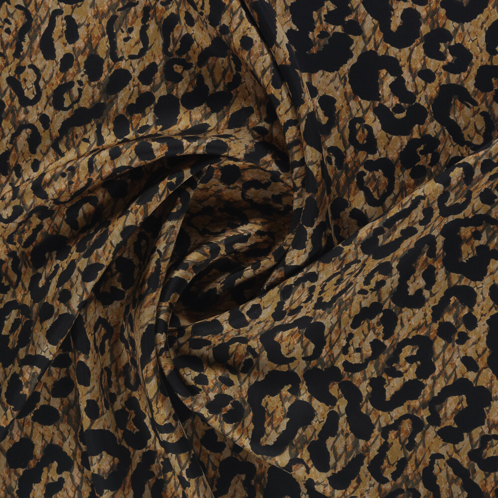 Sciarpa quadrata in twill di seta con motivo leopardato dorato - Vismara
