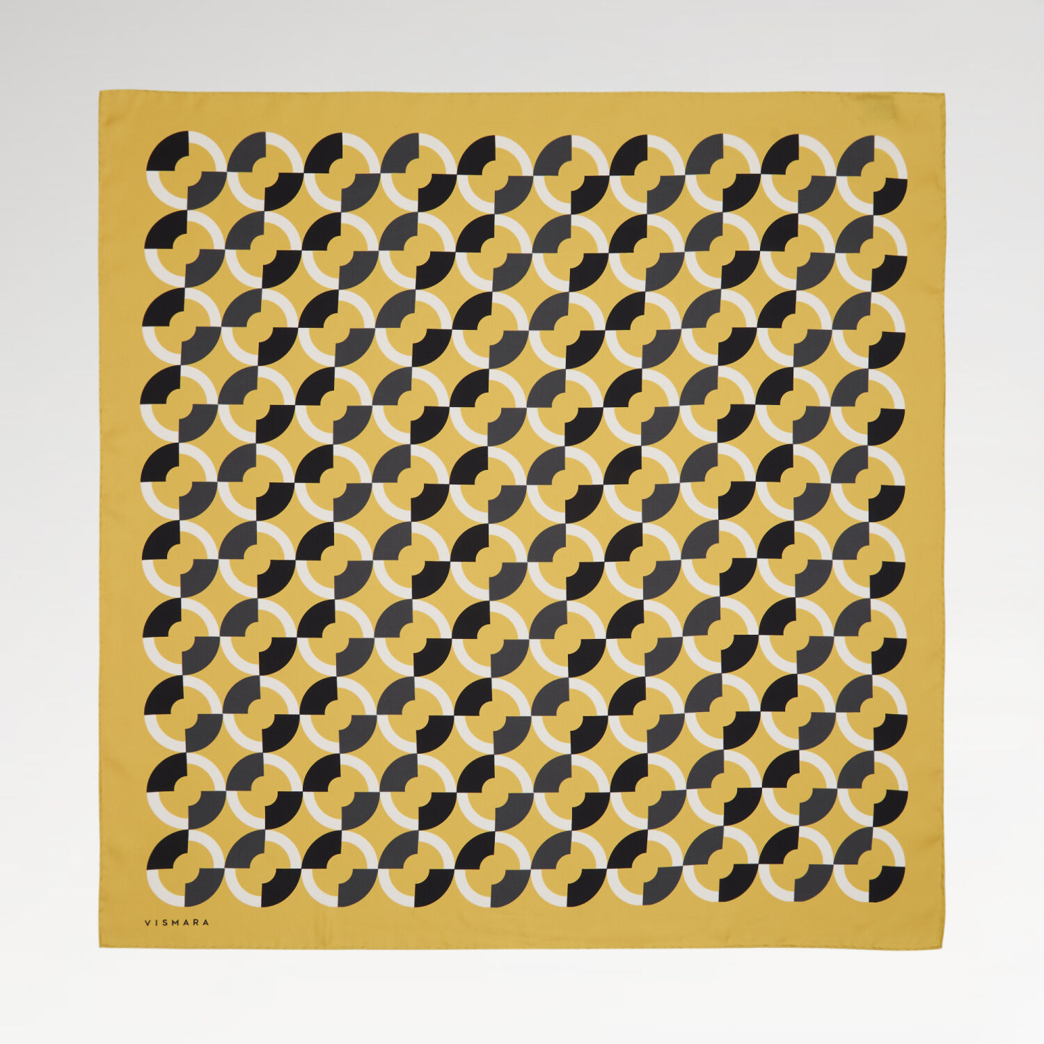 Gold Çember Desenli Twill İpek Eşarp - 1