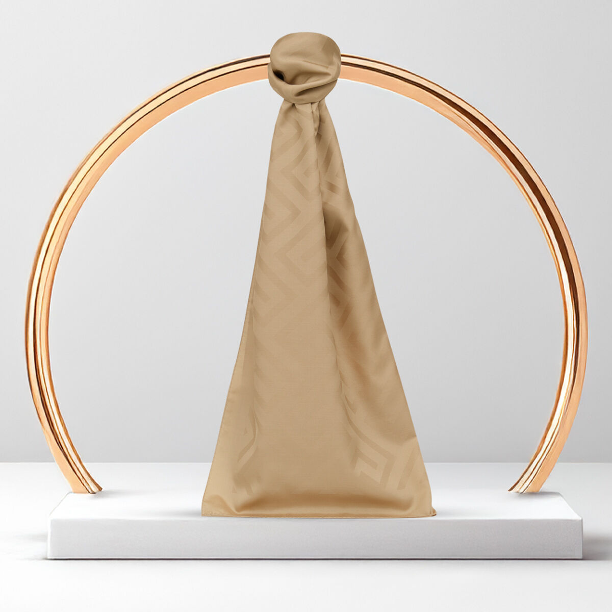 Gold G Pattern Jacquard Wool Silk Scarf - 1