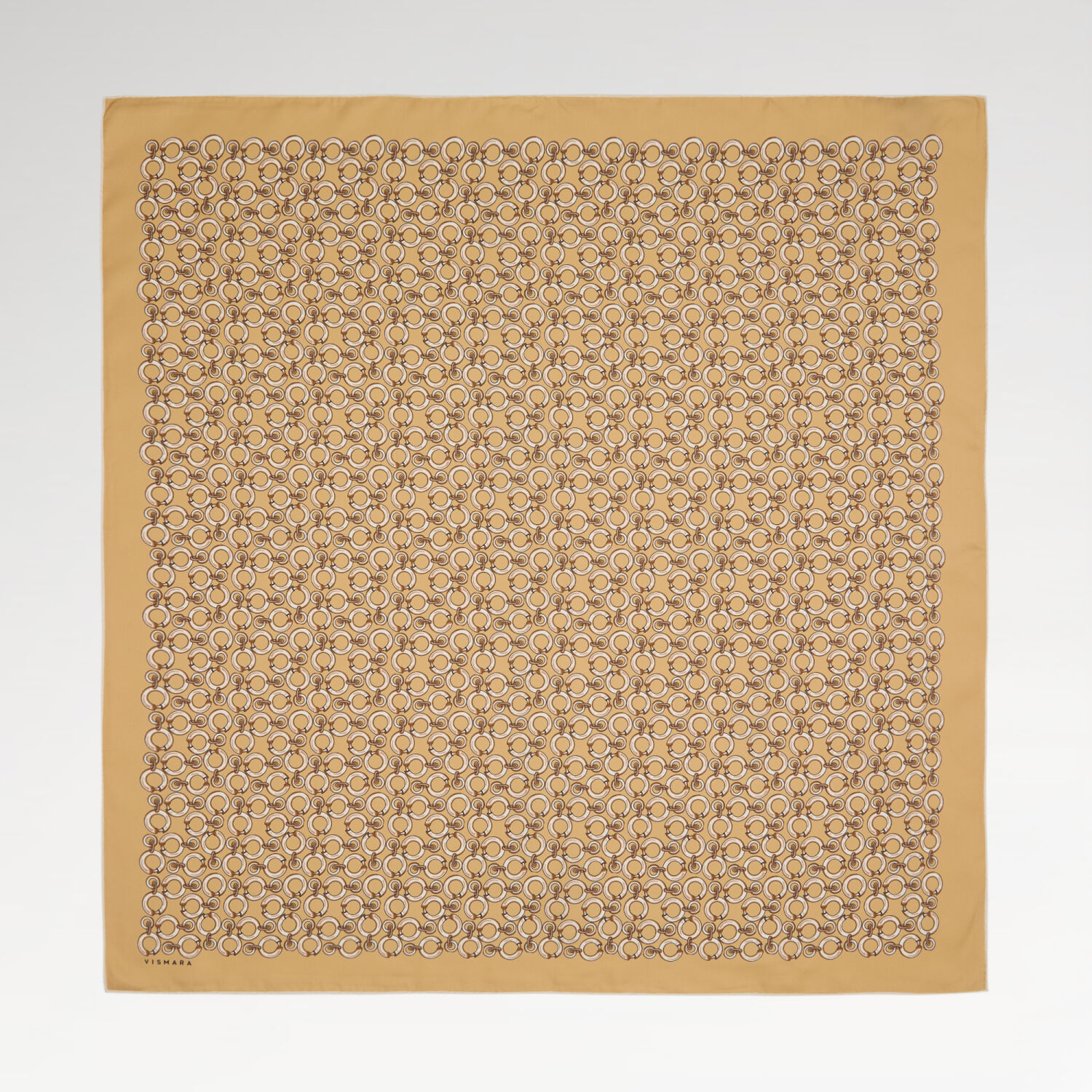 Gold Halkalı Zincir Desen Twill İpek Eşarp - 1