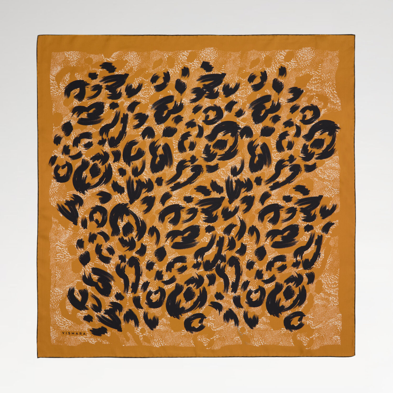Gold Leopar Desenli Twill İpek Eşarp - 1