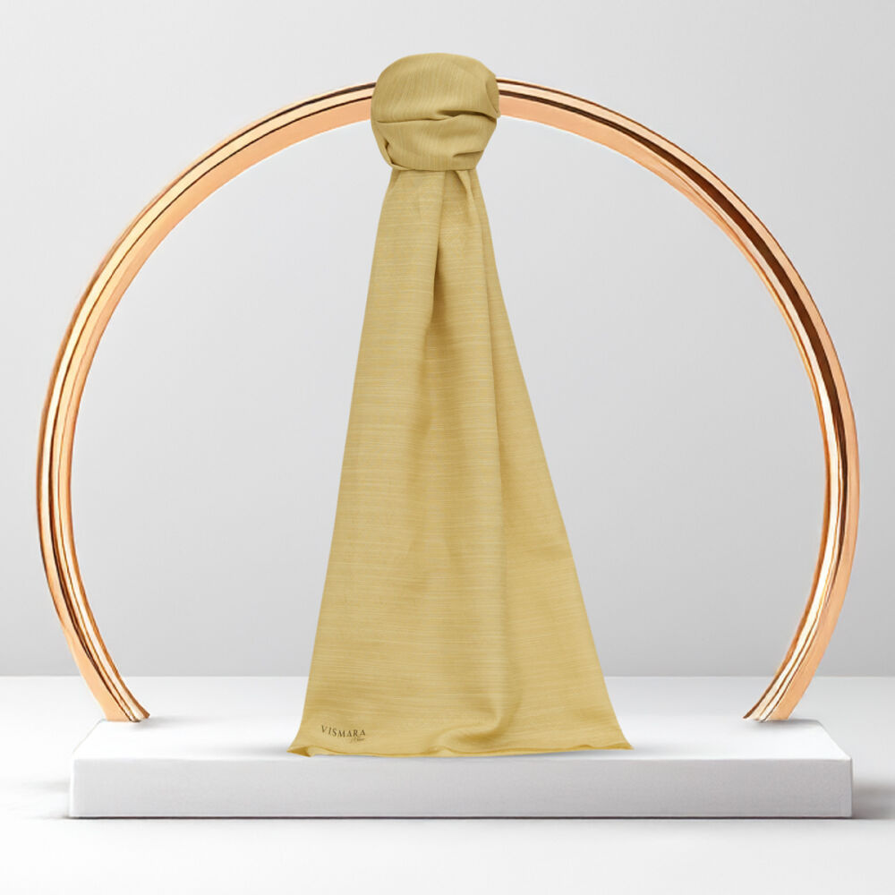 Gold Monogram Pattern V Jacquard Cotton Silk Scarf