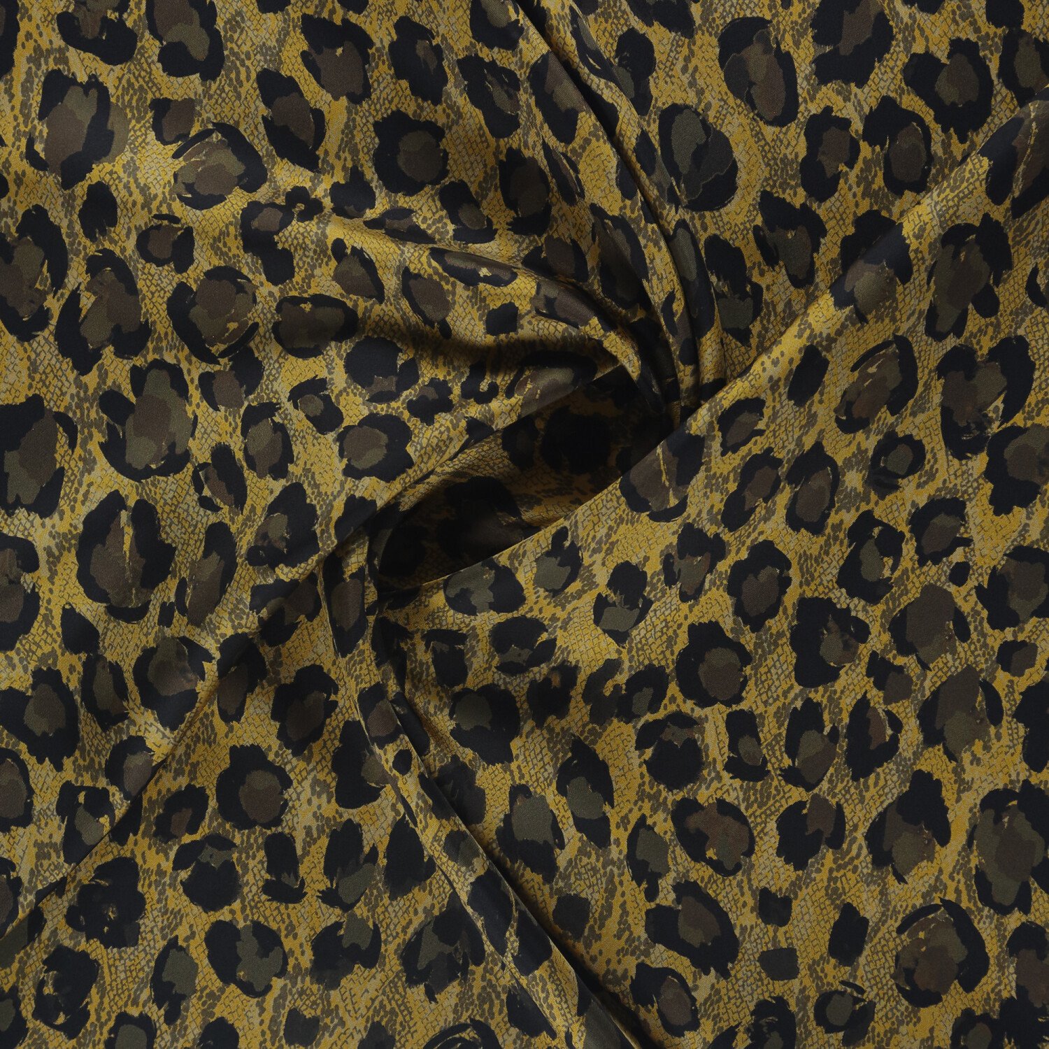 Gold Natural Cloud Leopard Pattern Twill Silk Square Scarf - 2