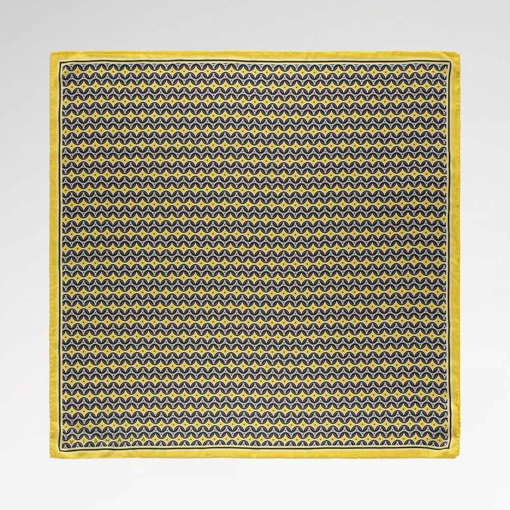 Dore Retro Pattern Twill Silk Square Scarf