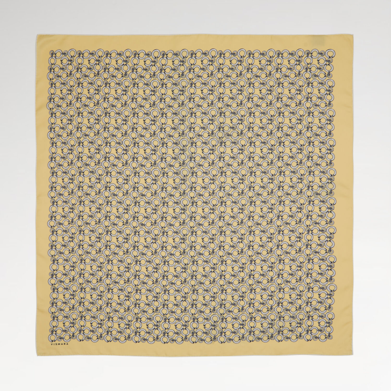 Gold Ring Chain Pattern Twill Silk Square Scarf - 1