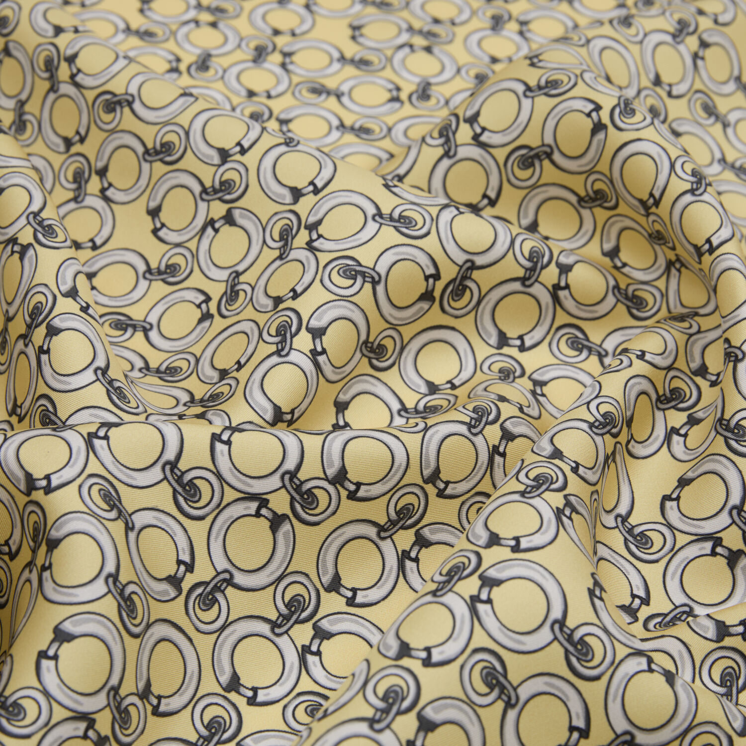 Gold Ring Chain Pattern Twill Silk Square Scarf - 2