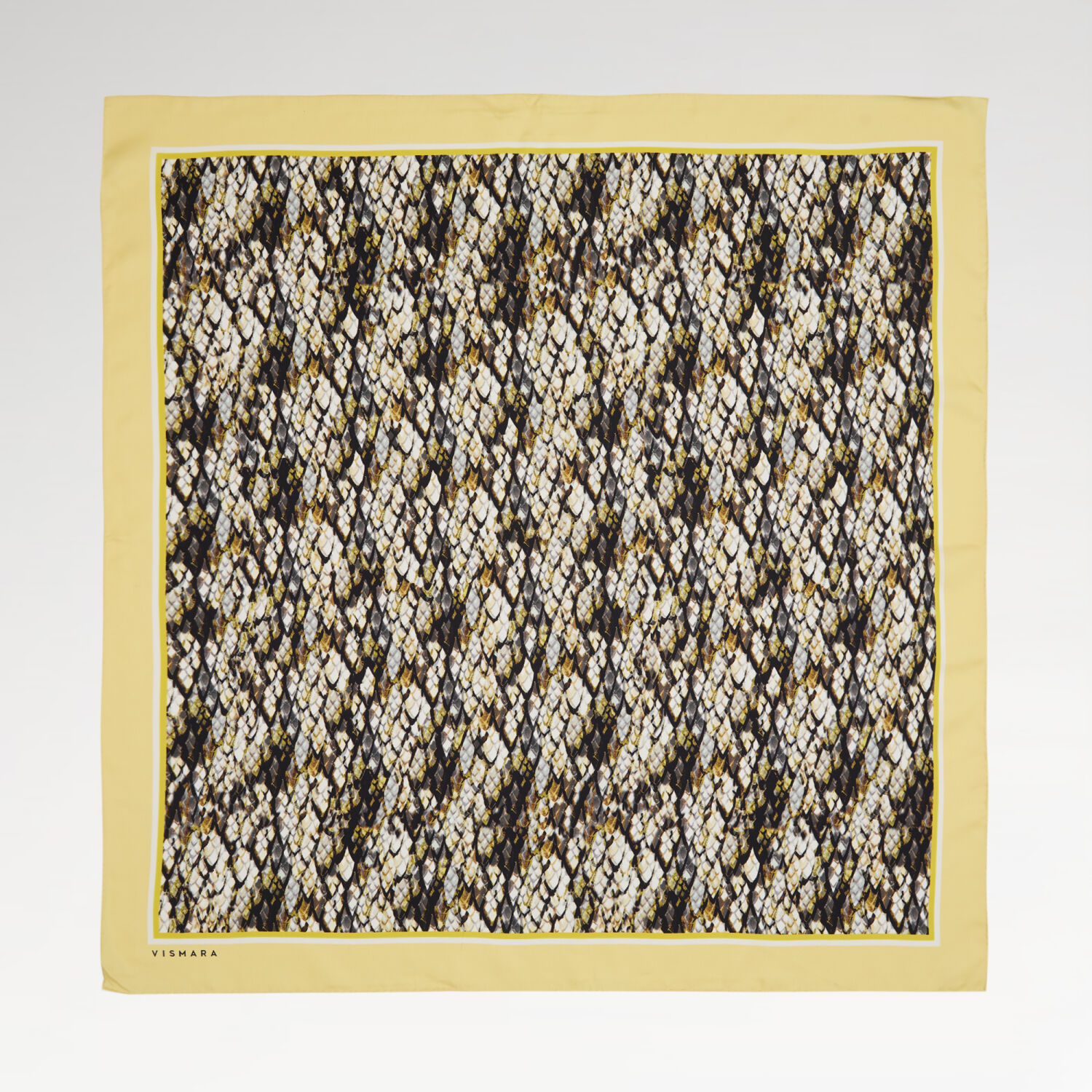 Gold Snake Patterned Twill Silk Square Scarf - 1