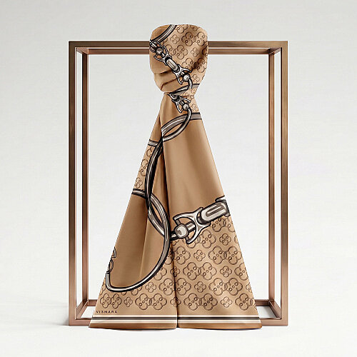 Gold Vismara Harness Patterned Silk Scarf