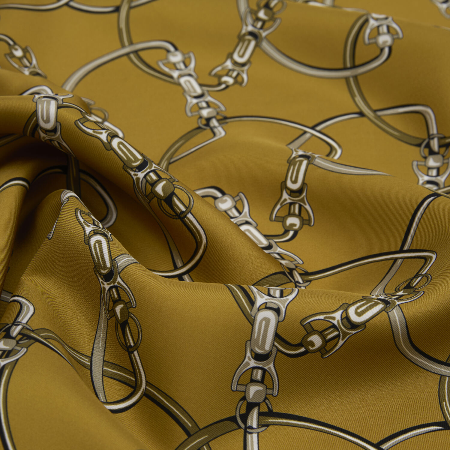 Gold Zincir Desen Twill İpek Eşarp - 2