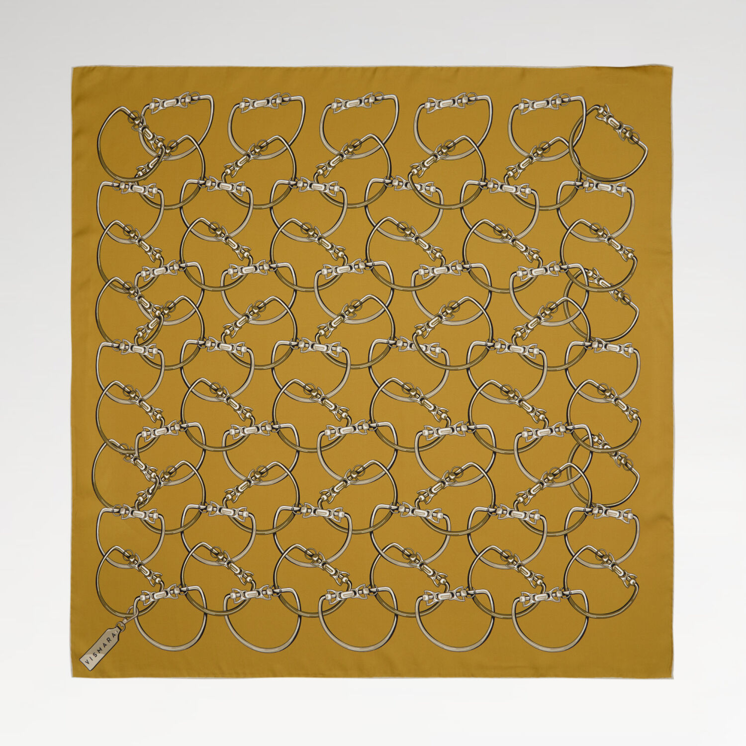 Gold Zincir Desen Twill İpek Eşarp - 1