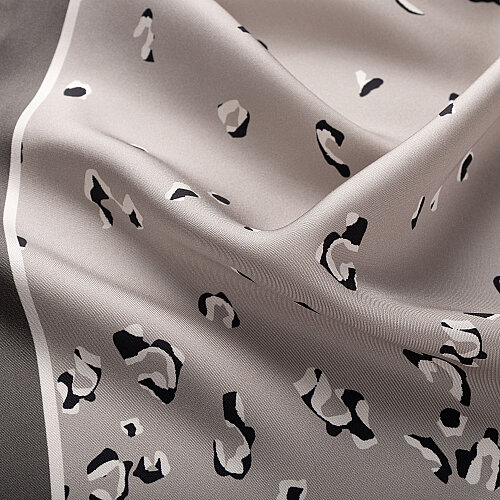 Gray Abstract Leopard Print Silk Scarf - Vismara