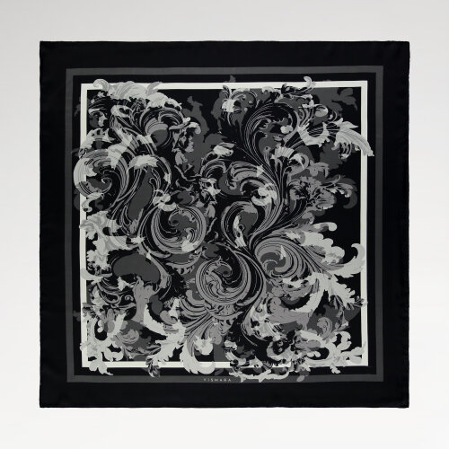Gray Baroque Ivy Patterned Silk Square Scarf